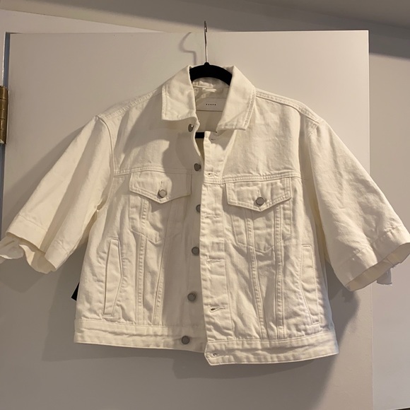 Blank NYC White Denim Short Sleebes Ruffle Frills Jacket - Picture 2 of 4